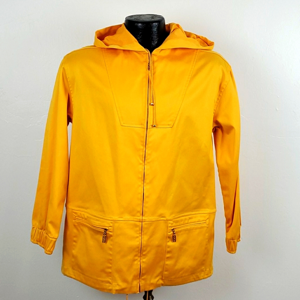 St.John Spot yellow vintage full zipper jacket hoodie women size M P